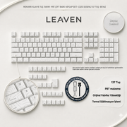 MEKANİK KLAVYE TUŞ TAKIMI-PBT ÇİFT BASKI KEYCAP SETİ- ÇİZGİ DESENLİ 97 TUŞLU -KIRMIZI TUŞ TAKIMI - Desenli Beyaz