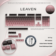 MEKANİK KLAVYE TUŞ TAKIMI -PBT ÇİFT BASKI KEYCAP SETİ- ÇİZGİ DESENLİ 137 TUŞLU -PEMBE BEYAZ GRADYEN TUŞ TAKIMI - Pembe - Siy…
