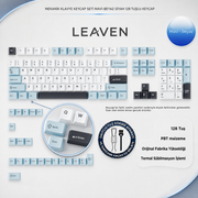MEKANİK KLAVE- PBT ÇİFT BASKI KEYCAP SETİ GRİ SİYAH- KREM 128 TUŞLU KEYCAP - Mavi - Beyaz