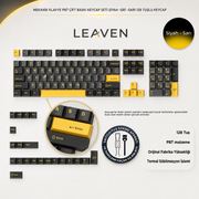 MEKANİK KLAVE- PBT ÇİFT BASKI KEYCAP SETİ GRİ SİYAH- KREM 128 TUŞLU KEYCAP - Siyah - Sarı