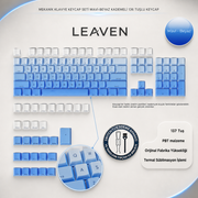 MEKANİK KLAVYE KEYCAP SETİ MAVİ-BEYAZ KADEMELİ 136 TUŞLU KEYCAP - Mavi - Beyaz