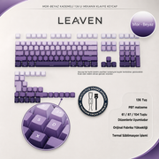 MEKANİK KLAVYE KEYCAP SETİ MAVİ-BEYAZ KADEMELİ 136 TUŞLU KEYCAP - Mor - Beyaz