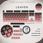 MEKANİK KLAVYE KEYCAP SETİ MAVİ-BEYAZ KADEMELİ 136 TUŞLU KEYCAP - Pembe - Siyah