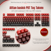 Mekanik Klavye Keycaps Seti- 130 Tuş PBT Çift Baskılı-Alttan Baskılı Gradyen Renkli - Kırmızı