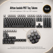 Mekanik Klavye Keycaps Seti- 130 Tuş PBT Çift Baskılı-Alttan Baskılı Gradyen Renkli - Siyah