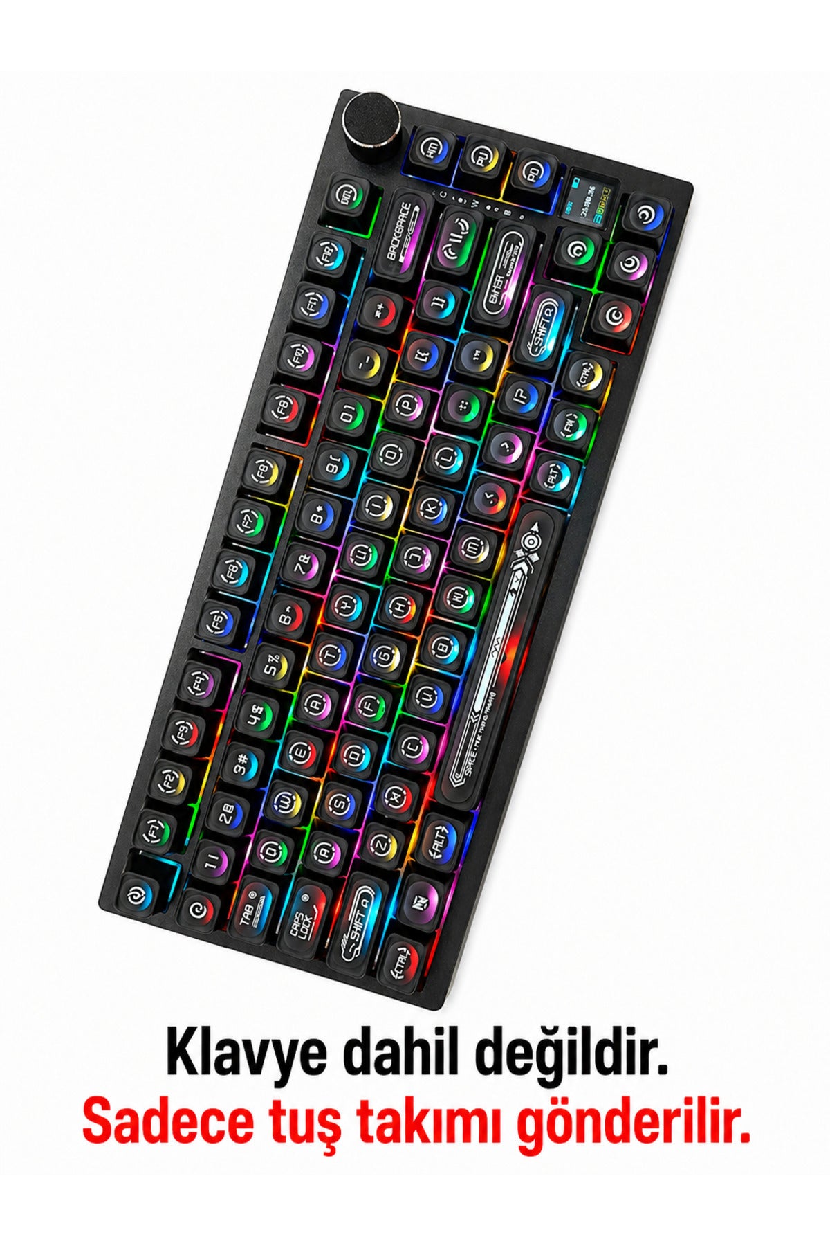 KLAVYE KEYCAPS -136 TUŞLU KIRMIZI, YARI ŞEFFAF IŞIK GEÇİREN TUŞ TAKIMI - Siyah ürün görseli 1