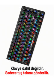KLAVYE KEYCAPS -136 TUŞLU KIRMIZI, YARI ŞEFFAF IŞIK GEÇİREN TUŞ TAKIMI - Siyah ürün görseli 1
