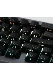 MEKANİK KLAVYE TUŞ TAKIMI-PBT ÇİFT BASKI KEYCAP SETİ- ÇİZGİ DESENLİ 97 TUŞLU -KIRMIZI TUŞ TAKIMI - Desenli Sİyah (DesenliSiy…