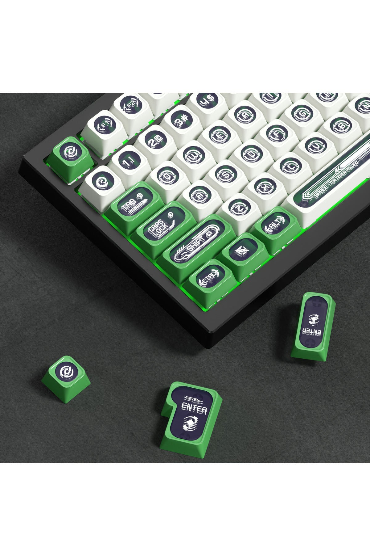 MEKANİK KLAVYE KEYCAP -136 TUŞLU YEŞİL-BEYAZ OPAL TUŞ TAKIMI - Yeşil - Beyaz ürün görseli 3