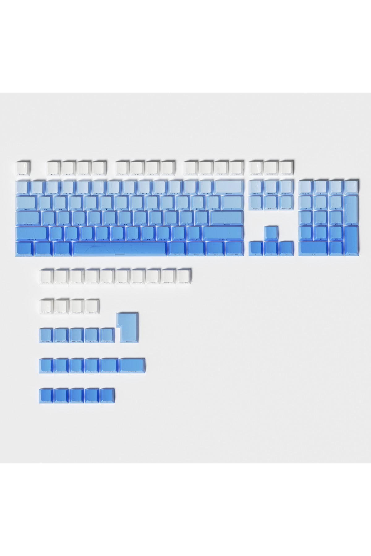 MEKANİK KLAVYE KEYCAP SETİ MAVİ-BEYAZ KADEMELİ 136 TUŞLU KEYCAP - Mavi - Beyaz ürün görseli 2