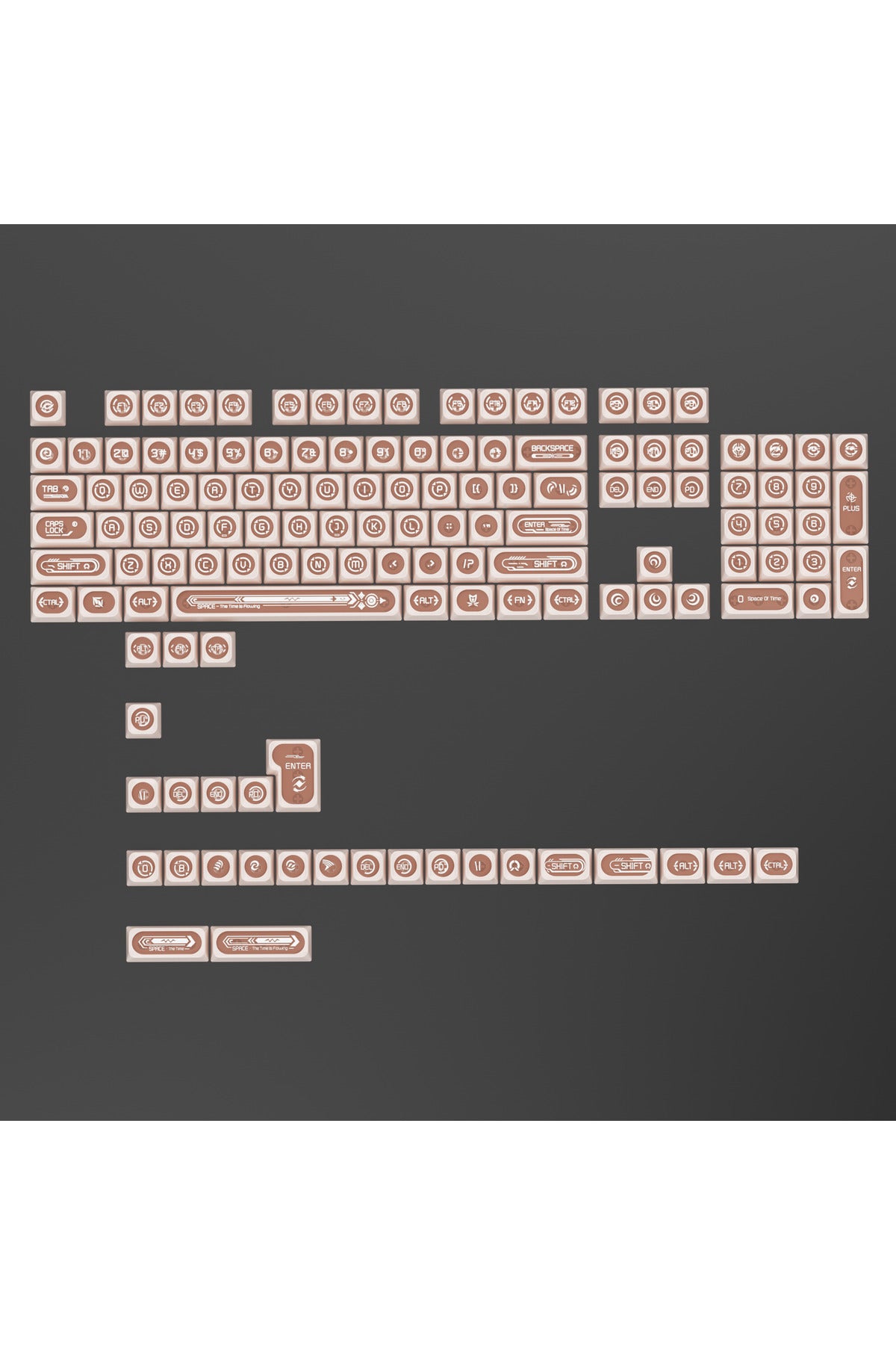 KLAVYE KEYCAPS -136 TUŞLU KIRMIZI, YARI ŞEFFAF IŞIK GEÇİREN TUŞ TAKIMI - Kahverengi ürün görseli 6
