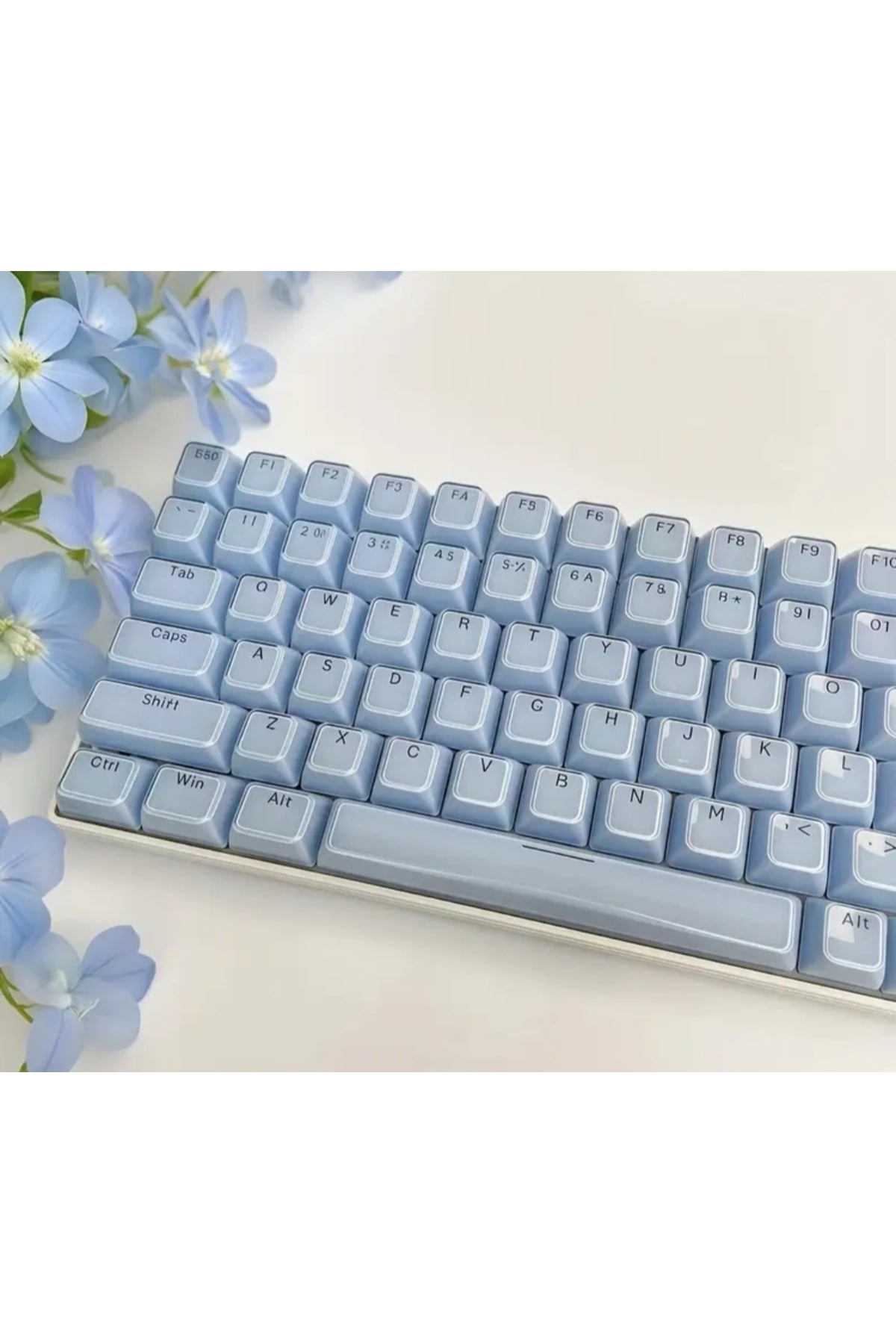 MEKANİK KLAVYE CRYSTAL JELLY KEYCAPS -136 TUŞLU KRİSTAL Jelly YARI SAYDAM OEM PROFİL PEMBE TUŞ TAKIMI - Mavi ürün görseli 4