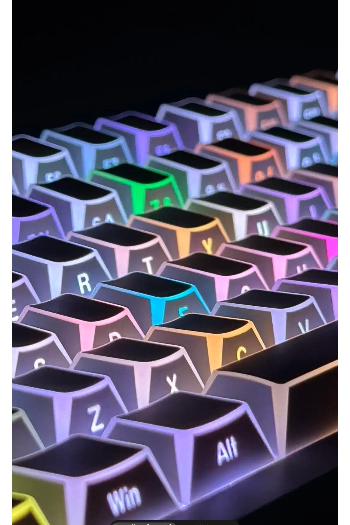 Folding Shadow 132 Tuş Işık Geçirgen RGB Uyumlu PBT Tuş Takım Seti - Siyah ürün görseli 8