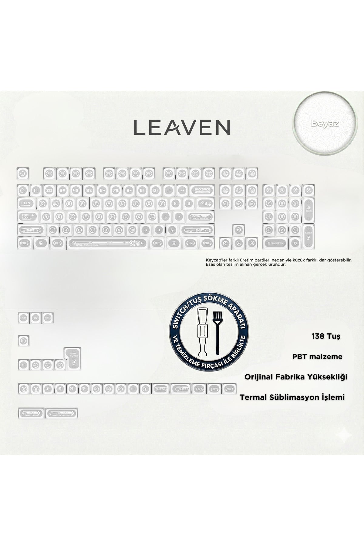 KLAVYE KEYCAPS -136 TUŞLU KIRMIZI, YARI ŞEFFAF IŞIK GEÇİREN TUŞ TAKIMI - Beyaz ürün görseli 2