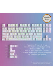 Mekanik Klavye Keycaps Seti- 130 Tuş PBT Çift Baskılı-Alttan Baskılı Gradyen Renkli - Çizgili Beyaz ürün görseli 1