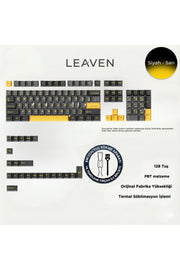 MEKANİK KLAVE- PBT ÇİFT BASKI KEYCAP SETİ GRİ SİYAH- KREM 128 TUŞLU KEYCAP - Siyah - Sarı ürün görseli 1