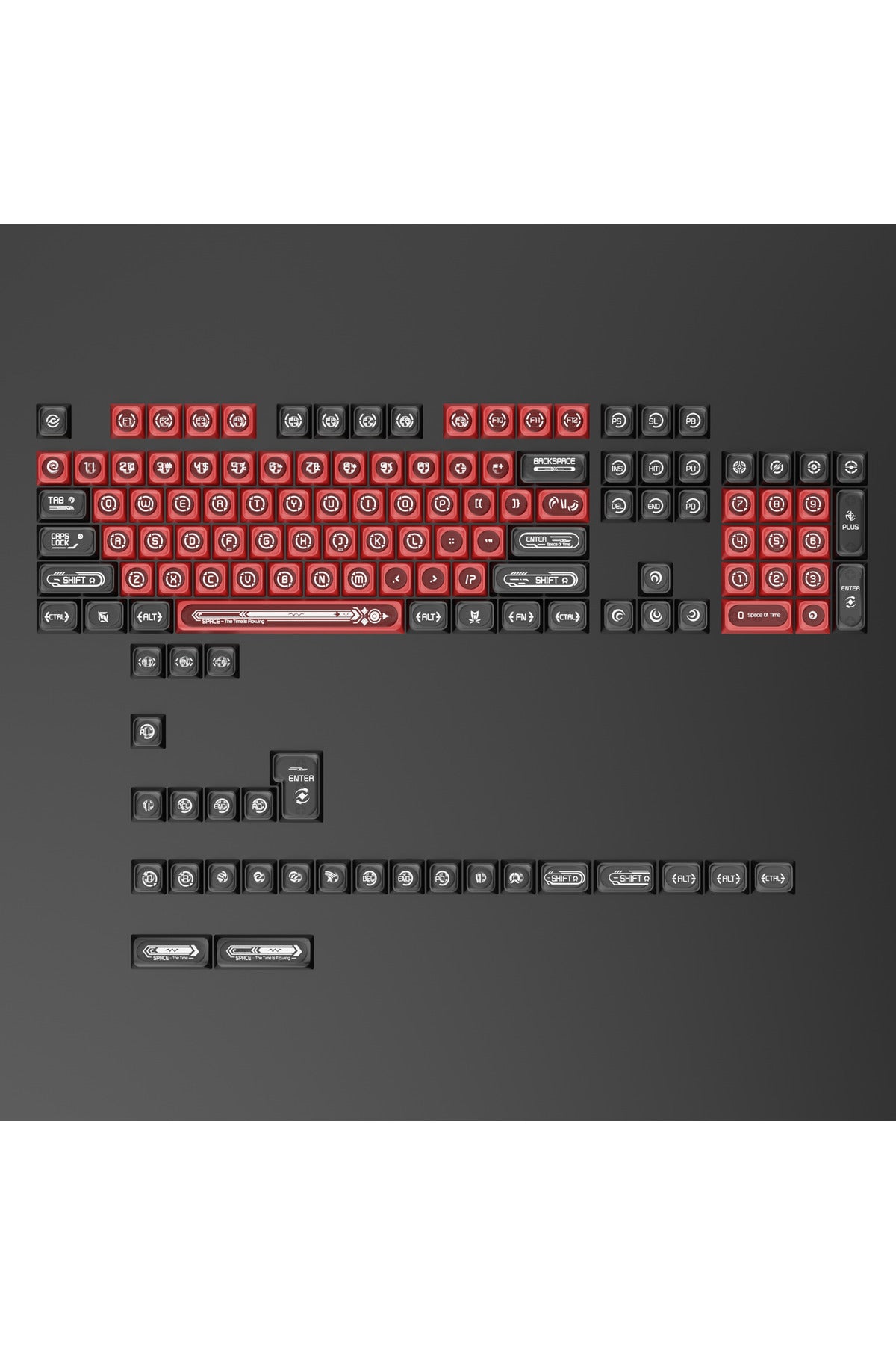 KLAVYE KEYCAPS -136 TUŞLU KIRMIZI, YARI ŞEFFAF IŞIK GEÇİREN TUŞ TAKIMI - Kırmızı - Siyah ürün görseli 5
