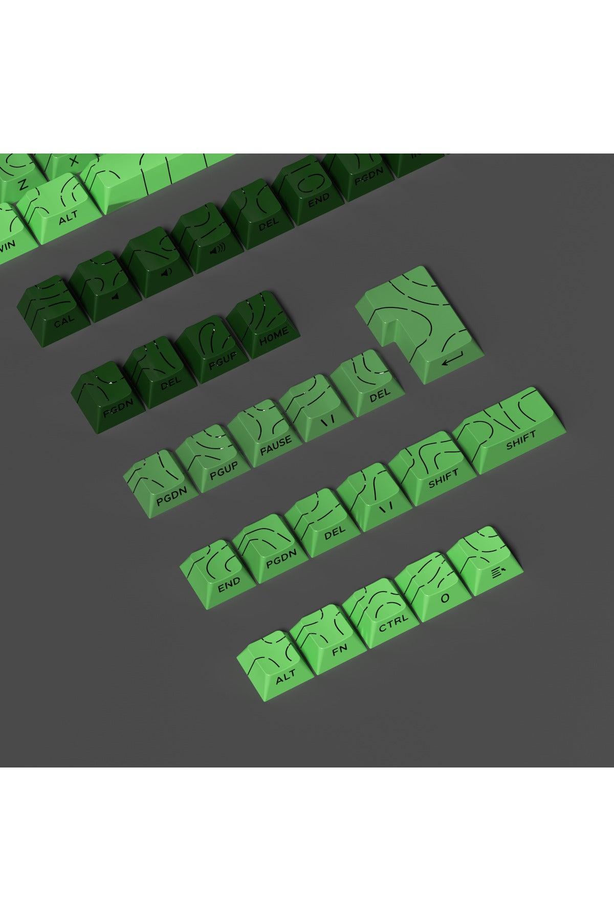 MEKANİK KLAVYE TUŞ TAKIMI -PBT ÇİFT BASKI KEYCAP SETİ- ÇİZGİ DESENLİ 137 TUŞLU -PEMBE BEYAZ GRADYEN TUŞ TAKIMI - Yeşil - Siy…