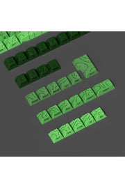 MEKANİK KLAVYE TUŞ TAKIMI -PBT ÇİFT BASKI KEYCAP SETİ- ÇİZGİ DESENLİ 137 TUŞLU -PEMBE BEYAZ GRADYEN TUŞ TAKIMI - Yeşil - Siy…