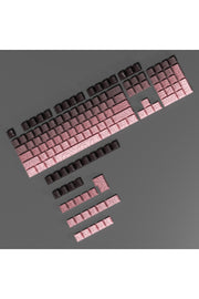 MEKANİK KLAVYE TUŞ TAKIMI -PBT ÇİFT BASKI KEYCAP SETİ- ÇİZGİ DESENLİ 137 TUŞLU -PEMBE BEYAZ GRADYEN TUŞ TAKIMI - Pembe - Siy…