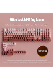 Mekanik Klavye Keycaps Seti- 130 Tuş PBT Çift Baskılı-Alttan Baskılı Gradyen Renkli - Kahverengi ürün görseli 1