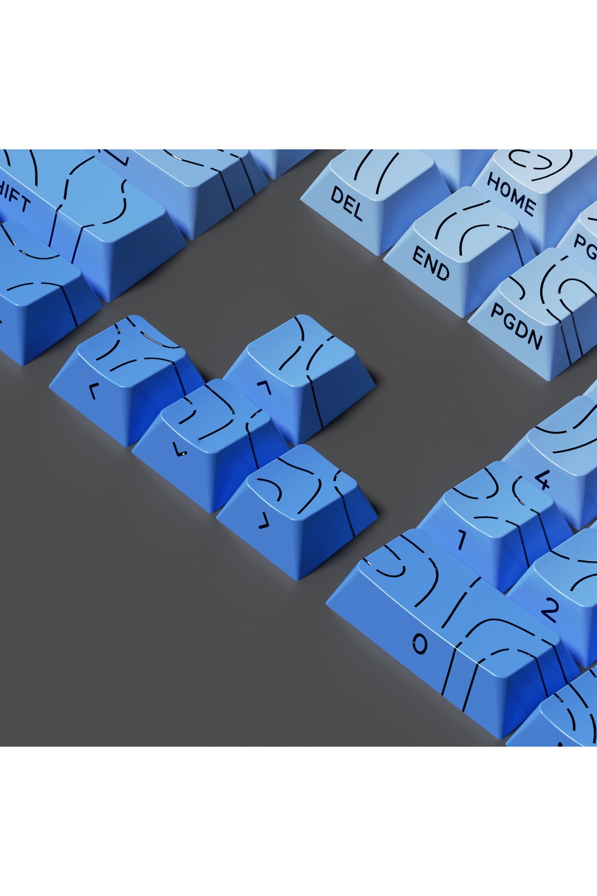 MEKANİK KLAVYE TUŞ TAKIMI -PBT ÇİFT BASKI KEYCAP SETİ- ÇİZGİ DESENLİ 137 TUŞLU -PEMBE BEYAZ GRADYEN TUŞ TAKIMI - Mavi - Beya…