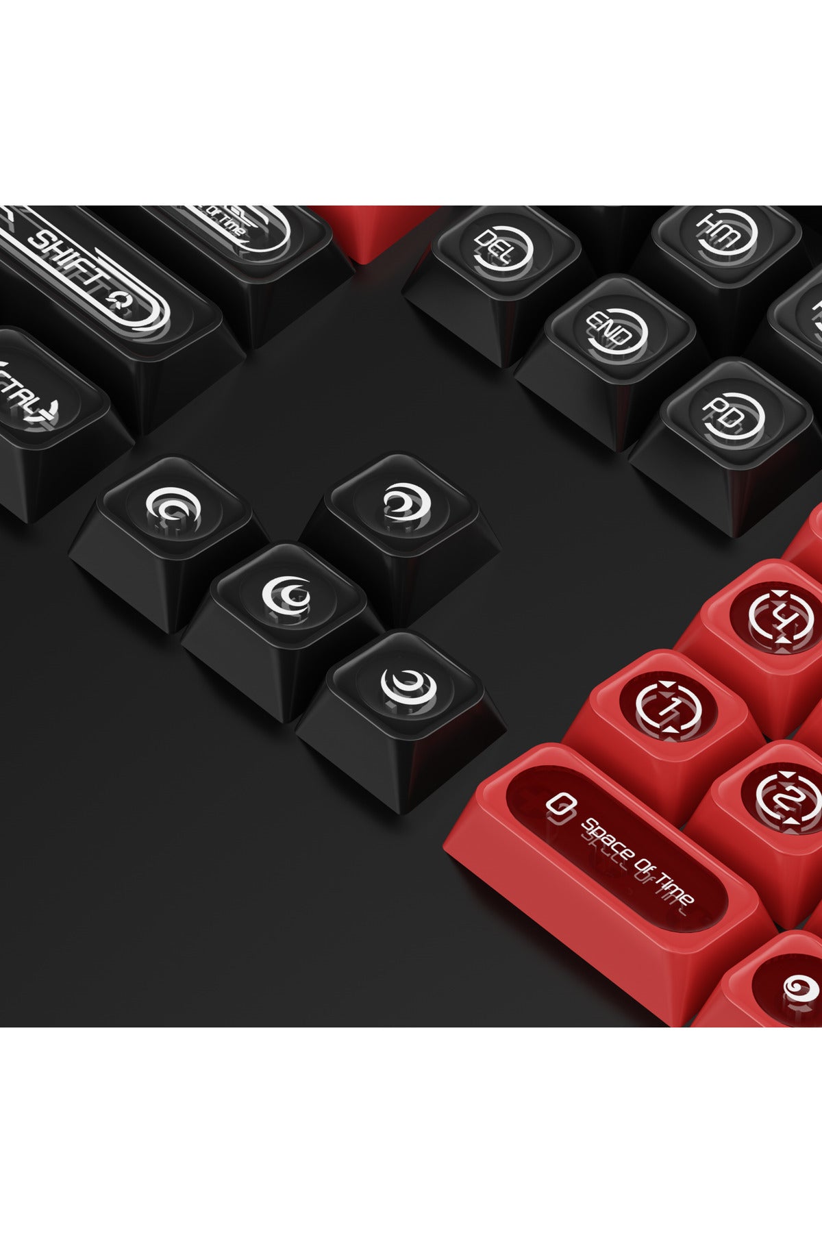KLAVYE KEYCAPS -136 TUŞLU KIRMIZI, YARI ŞEFFAF IŞIK GEÇİREN TUŞ TAKIMI - Kırmızı - Siyah ürün görseli 6
