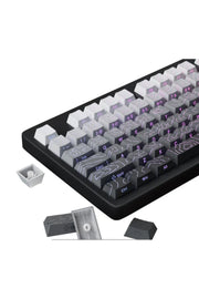 MEKANİK KLAVYE TUŞ TAKIMI -PBT ÇİFT BASKI KEYCAP SETİ- ÇİZGİ DESENLİ 137 TUŞLU -PEMBE BEYAZ GRADYEN TUŞ TAKIMI - Siyah - Gri…