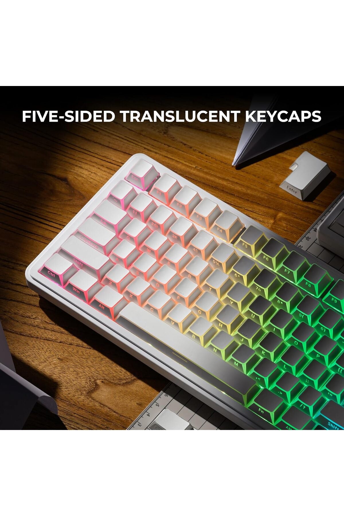 Folding Shadow 132 Tuş Işık Geçirgen RGB Uyumlu PBT Tuş Takım Seti - Beyaz (ygg8643) ürün görseli 5