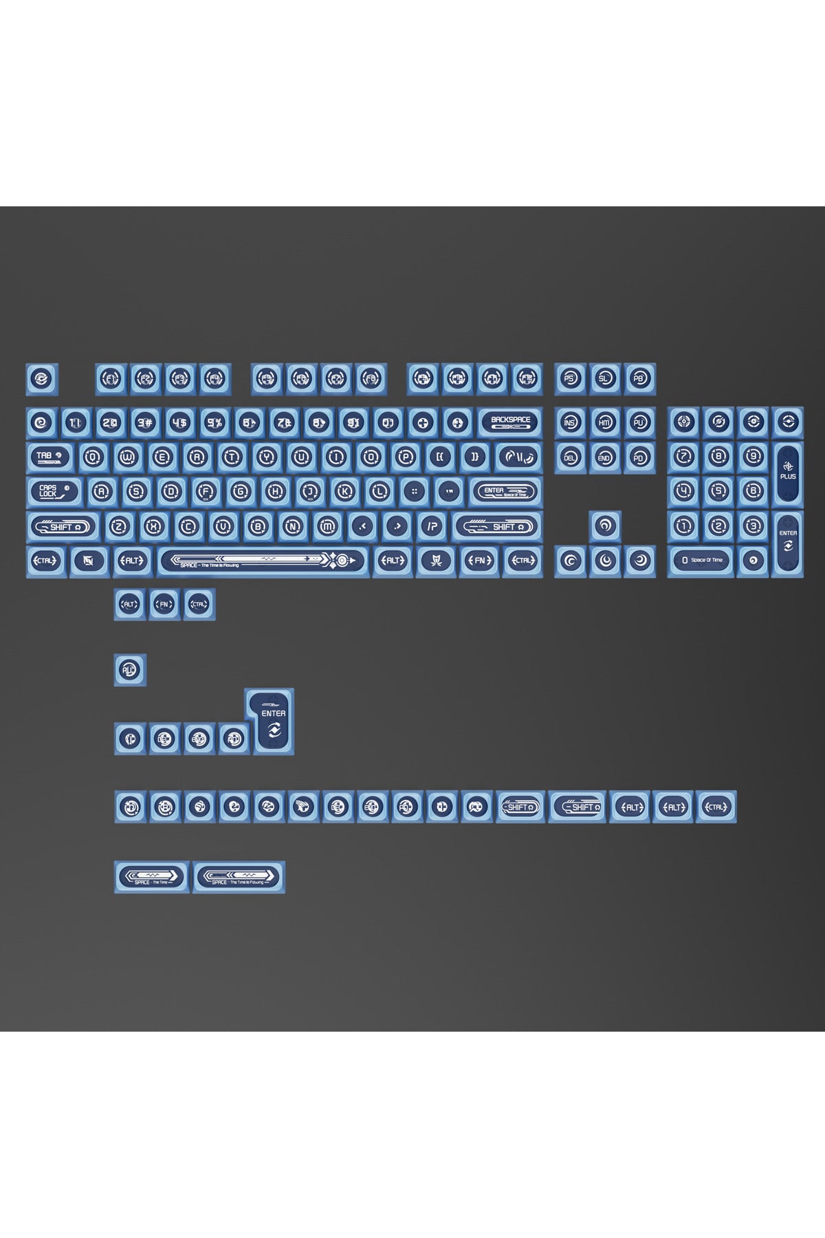 KLAVYE KEYCAPS -136 TUŞLU KIRMIZI, YARI ŞEFFAF IŞIK GEÇİREN TUŞ TAKIMI - Mavi ürün görseli 4