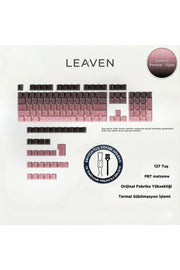 MEKANİK KLAVYE TUŞ TAKIMI -PBT ÇİFT BASKI KEYCAP SETİ- ÇİZGİ DESENLİ 137 TUŞLU -PEMBE BEYAZ GRADYEN TUŞ TAKIMI - Pembe - Siy…