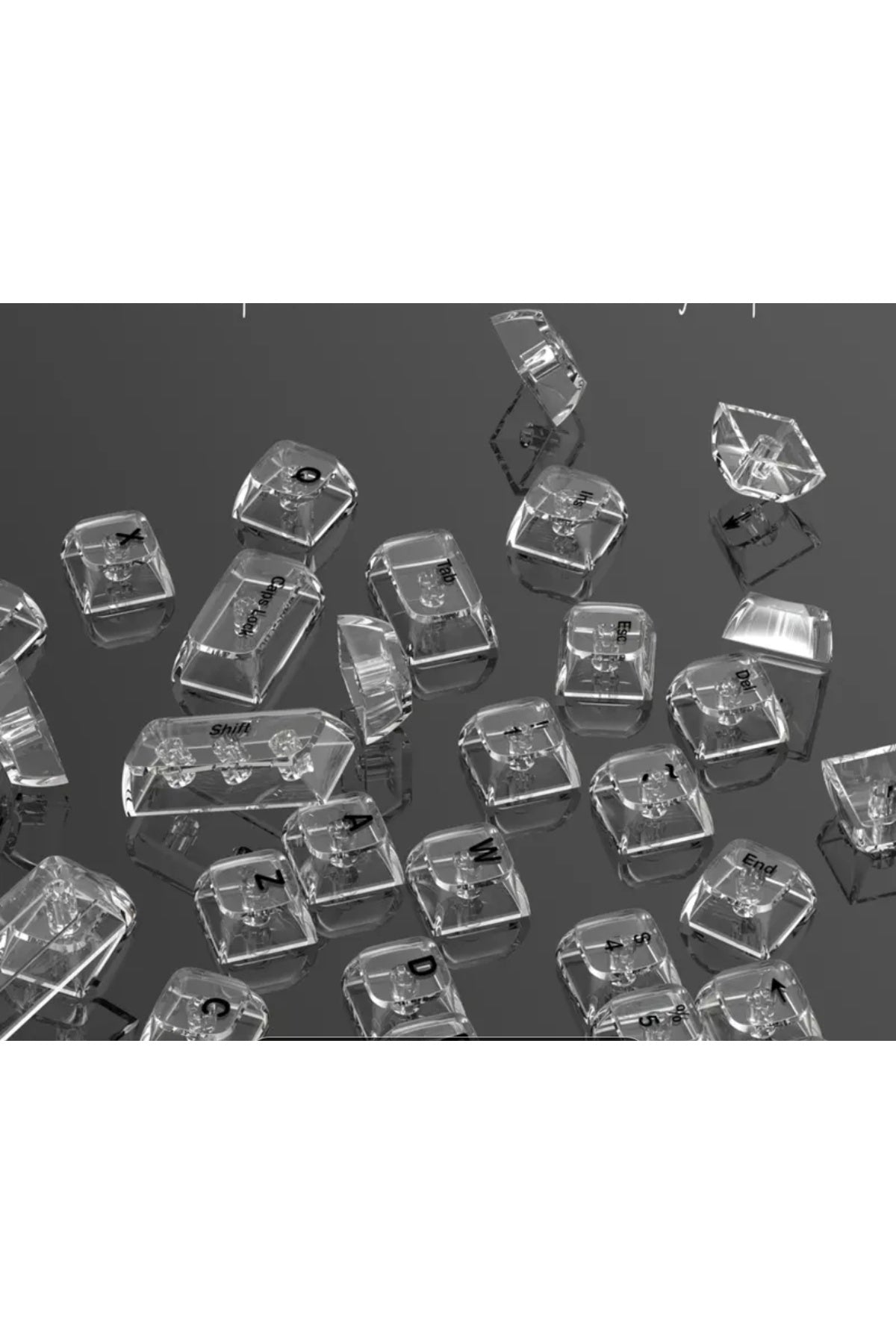 MEKANİK KLAVYE KEYCAP - RGB 118 TUŞLU ŞEFFAF TUŞ TAKIMI - Şeffaf Beyaz ürün görseli 3