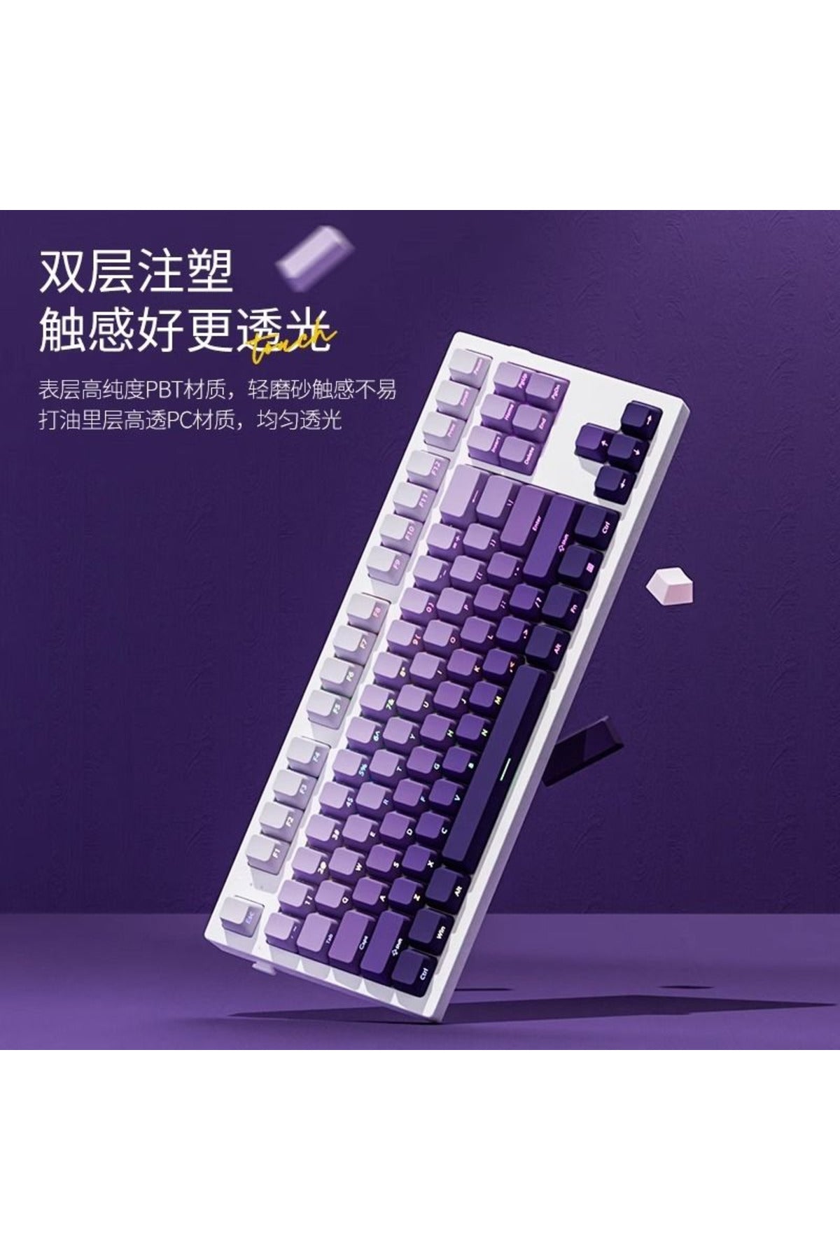 MEKANİK KLAVYE KEYCAP SETİ MAVİ-BEYAZ KADEMELİ 136 TUŞLU KEYCAP - Mor - Beyaz ürün görseli 5