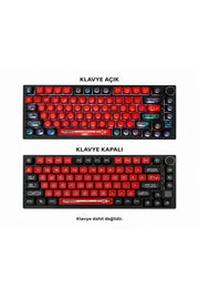 KLAVYE KEYCAPS -136 TUŞLU KIRMIZI, YARI ŞEFFAF IŞIK GEÇİREN TUŞ TAKIMI - Kırmızı - Siyah ürün görseli 2