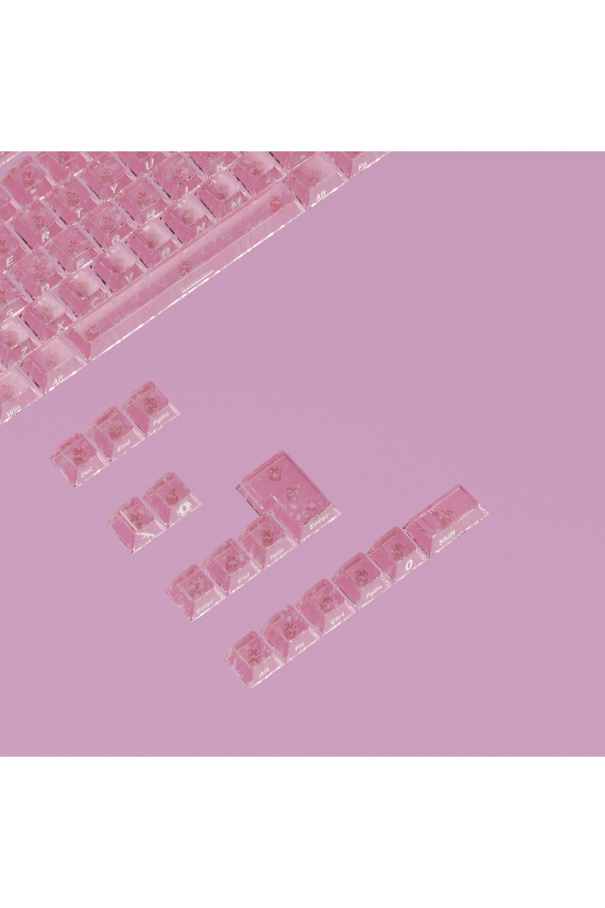 Mekanik Klavye Tuş Takımı Simli Şeffaf RGB Keycaps - Pembe ürün görseli 4