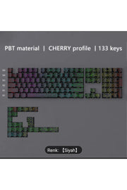 MEKANİK KLAVYE TUŞ TAKIMI-PBT ÇİFT BASKI KEYCAP SETİ- ÇİZGİ DESENLİ 97 TUŞLU -KIRMIZI TUŞ TAKIMI - Desenli Siyah (DesenliSiy…