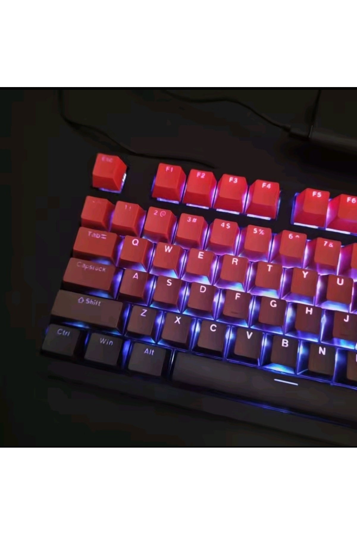 Gradient Mekanik Klavye OEM Profil RGB Tuş Takımı PBT - Kırmızı ürün görseli 3