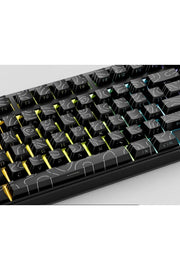 MEKANİK KLAVYE TUŞ TAKIMI-PBT ÇİFT BASKI KEYCAP SETİ- ÇİZGİ DESENLİ 97 TUŞLU -KIRMIZI TUŞ TAKIMI - Desenli Siyah (DesenliSiy…