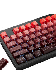 MEKANİK KLAVYE TUŞ TAKIMI -PBT ÇİFT BASKI KEYCAP SETİ- ÇİZGİ DESENLİ 137 TUŞLU -PEMBE BEYAZ GRADYEN TUŞ TAKIMI - Kırmızı - S…