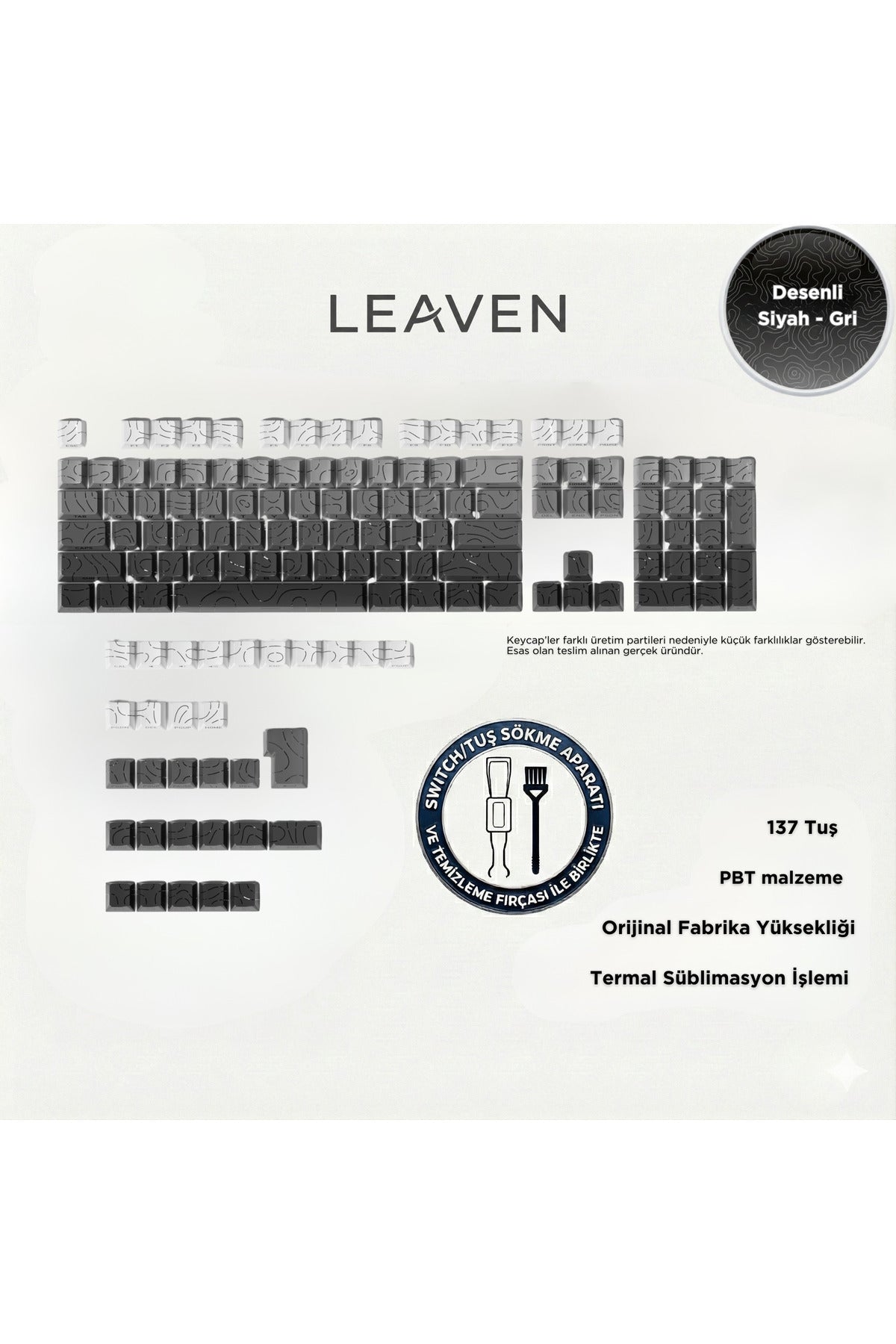 MEKANİK KLAVYE TUŞ TAKIMI -PBT ÇİFT BASKI KEYCAP SETİ- ÇİZGİ DESENLİ 137 TUŞLU -PEMBE BEYAZ GRADYEN TUŞ TAKIMI - Siyah - Gri…