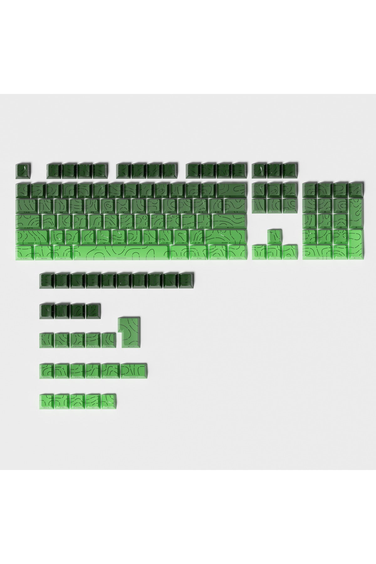 MEKANİK KLAVYE TUŞ TAKIMI -PBT ÇİFT BASKI KEYCAP SETİ- ÇİZGİ DESENLİ 137 TUŞLU -PEMBE BEYAZ GRADYEN TUŞ TAKIMI - Yeşil - Siy…