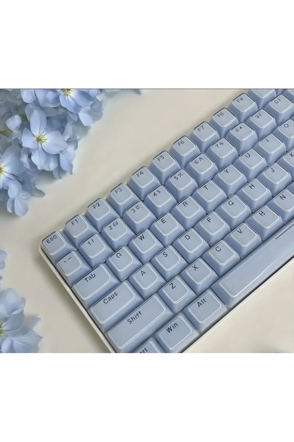 MEKANİK KLAVYE CRYSTAL JELLY KEYCAPS -136 TUŞLU KRİSTAL Jelly YARI SAYDAM OEM PROFİL PEMBE TUŞ TAKIMI - Mavi ürün görseli 3
