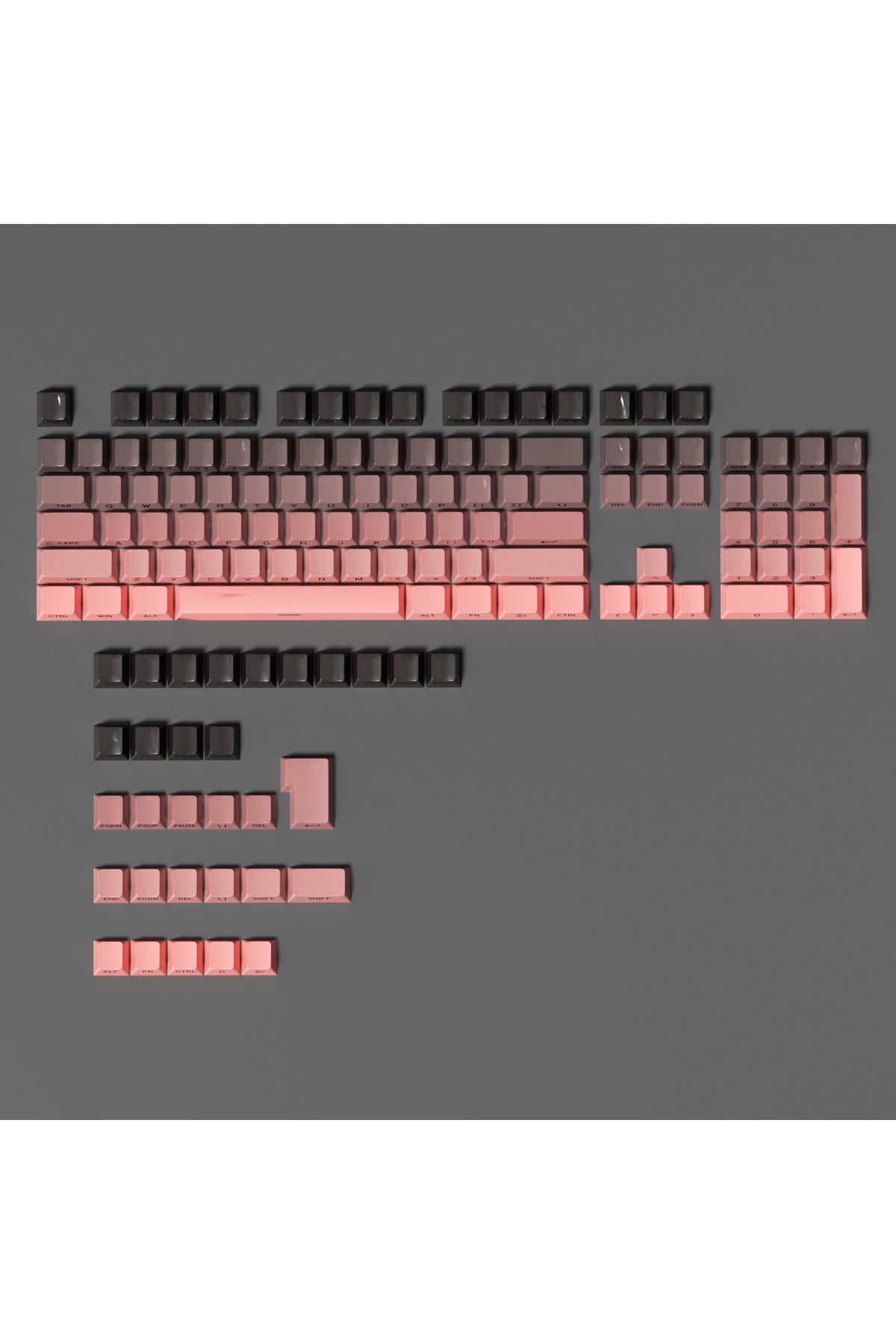 MEKANİK KLAVYE KEYCAP SETİ MAVİ-BEYAZ KADEMELİ 136 TUŞLU KEYCAP - Pembe - Siyah ürün görseli 2