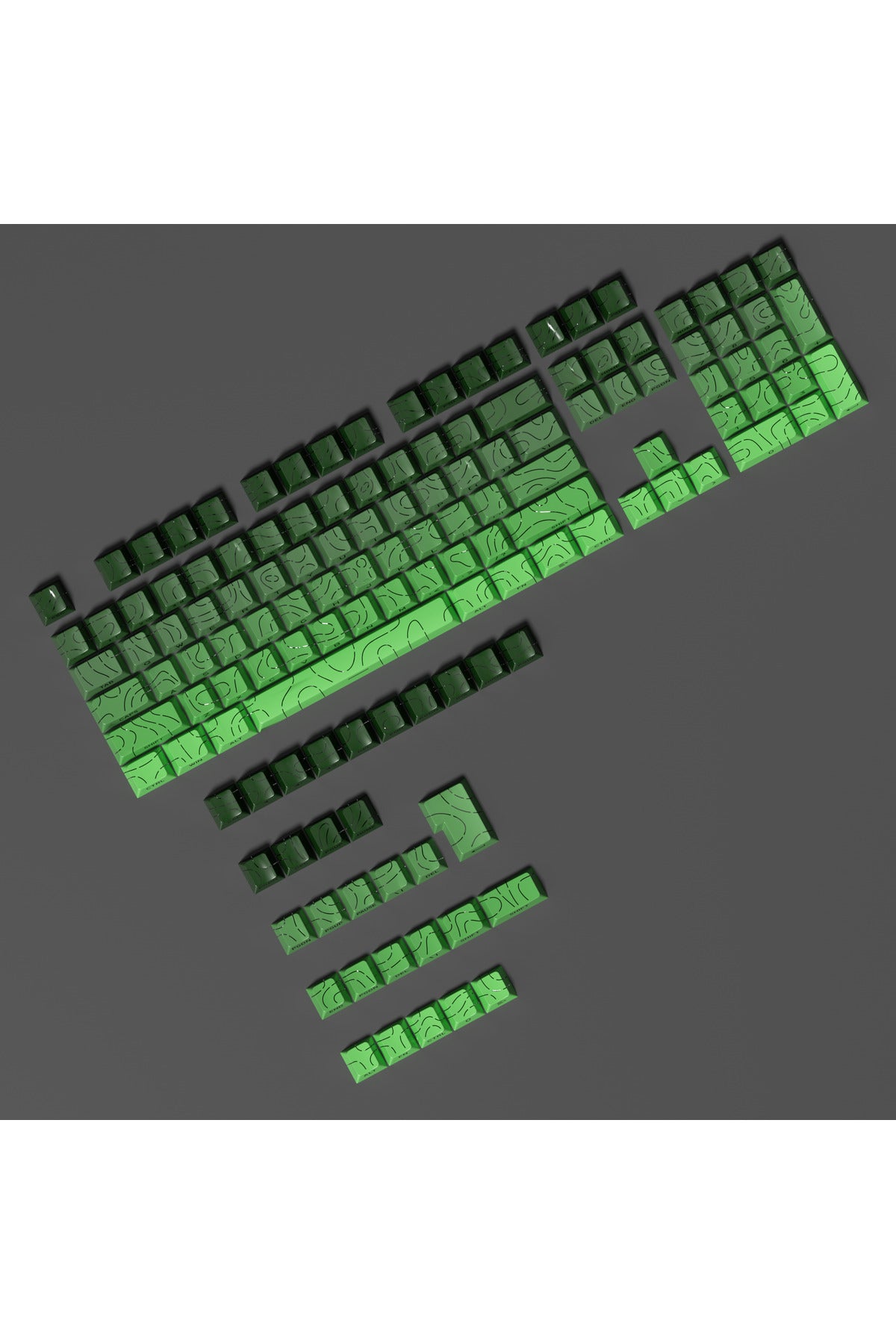 MEKANİK KLAVYE TUŞ TAKIMI -PBT ÇİFT BASKI KEYCAP SETİ- ÇİZGİ DESENLİ 137 TUŞLU -PEMBE BEYAZ GRADYEN TUŞ TAKIMI - Yeşil - Siy…