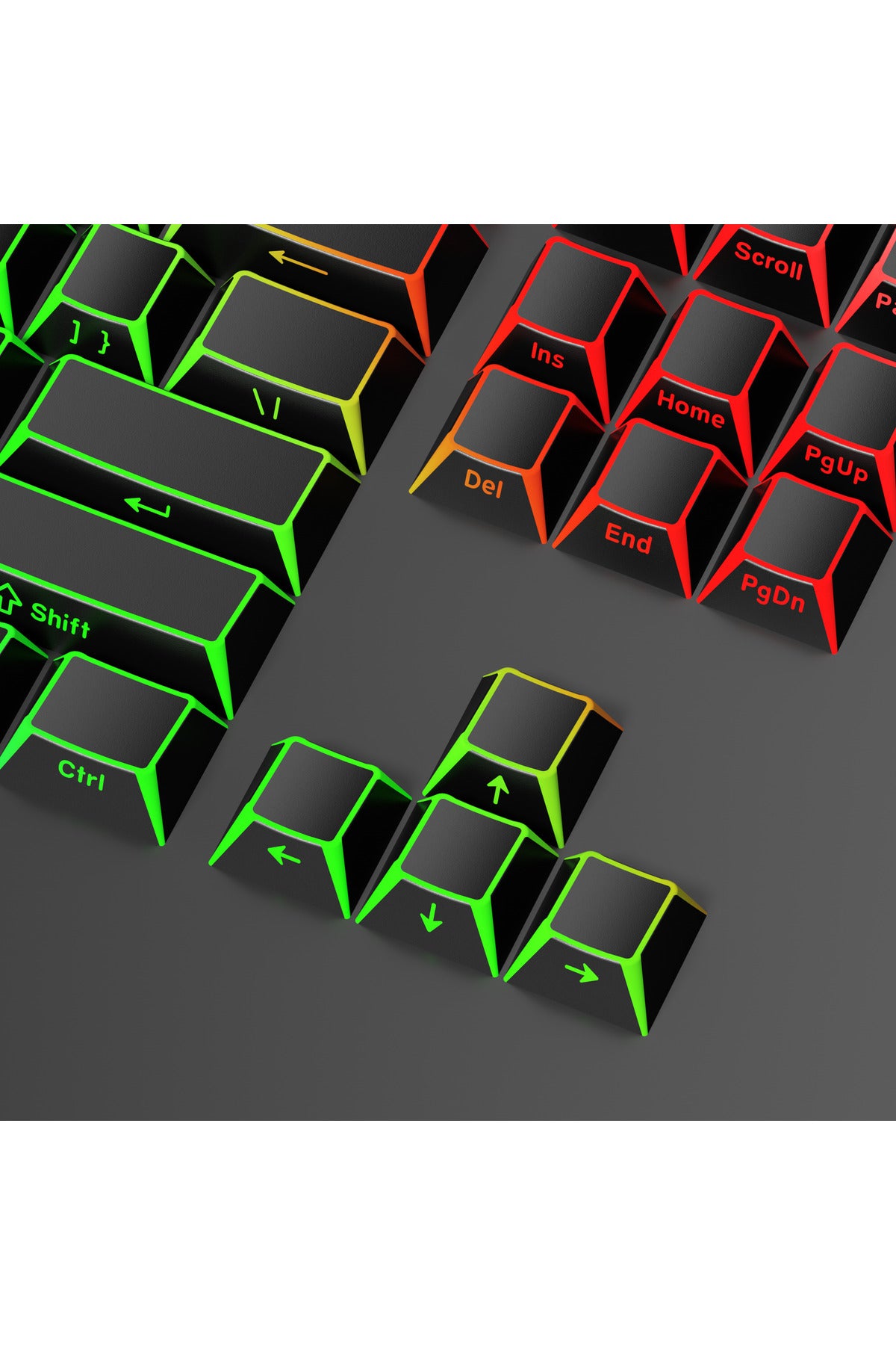 Folding Shadow 132 Tuş Işık Geçirgen RGB Uyumlu PBT Tuş Takım Seti - Siyah ürün görseli 6