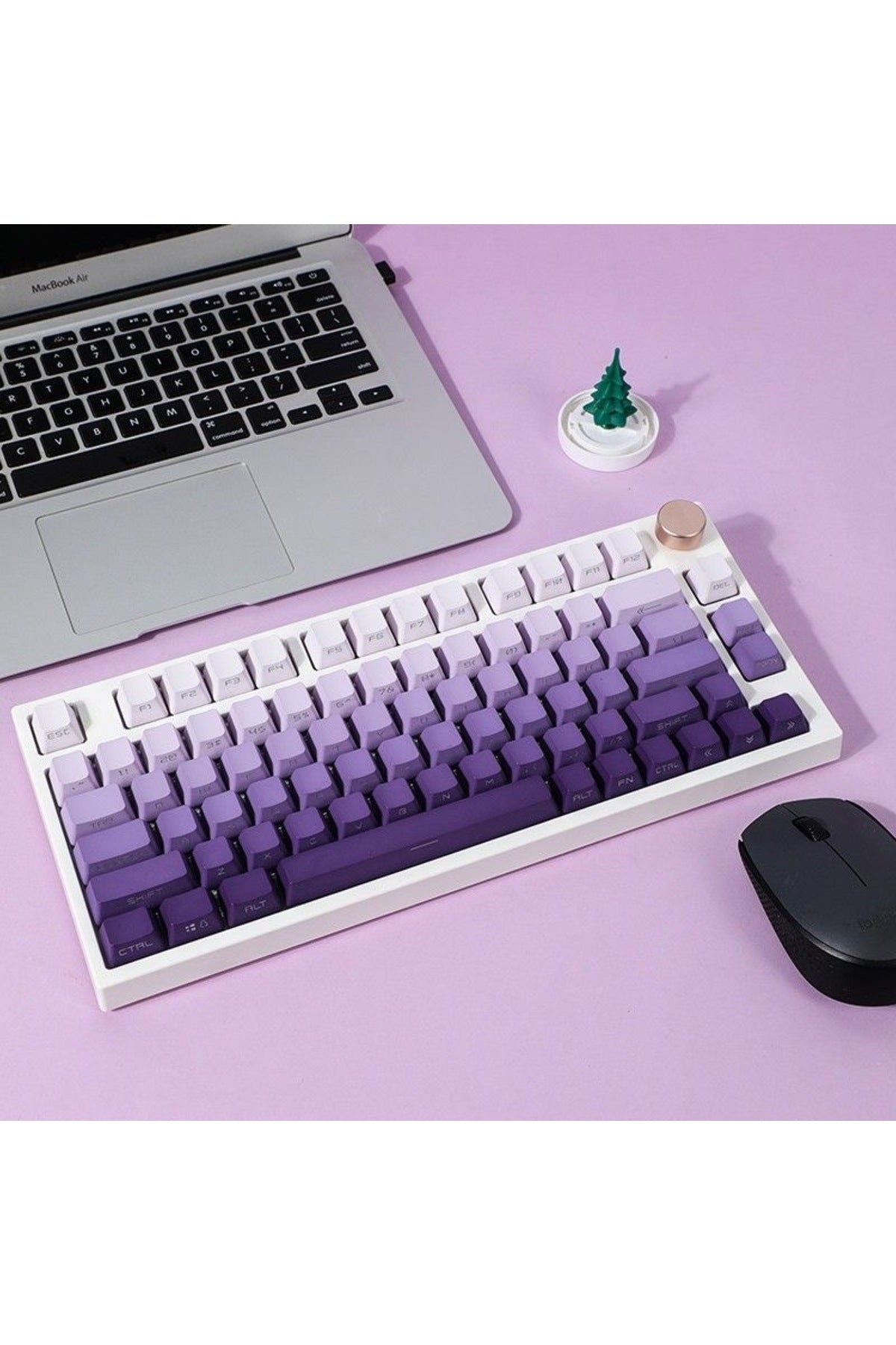 MEKANİK KLAVYE KEYCAP SETİ MAVİ-BEYAZ KADEMELİ 136 TUŞLU KEYCAP - Mor - Beyaz ürün görseli 3