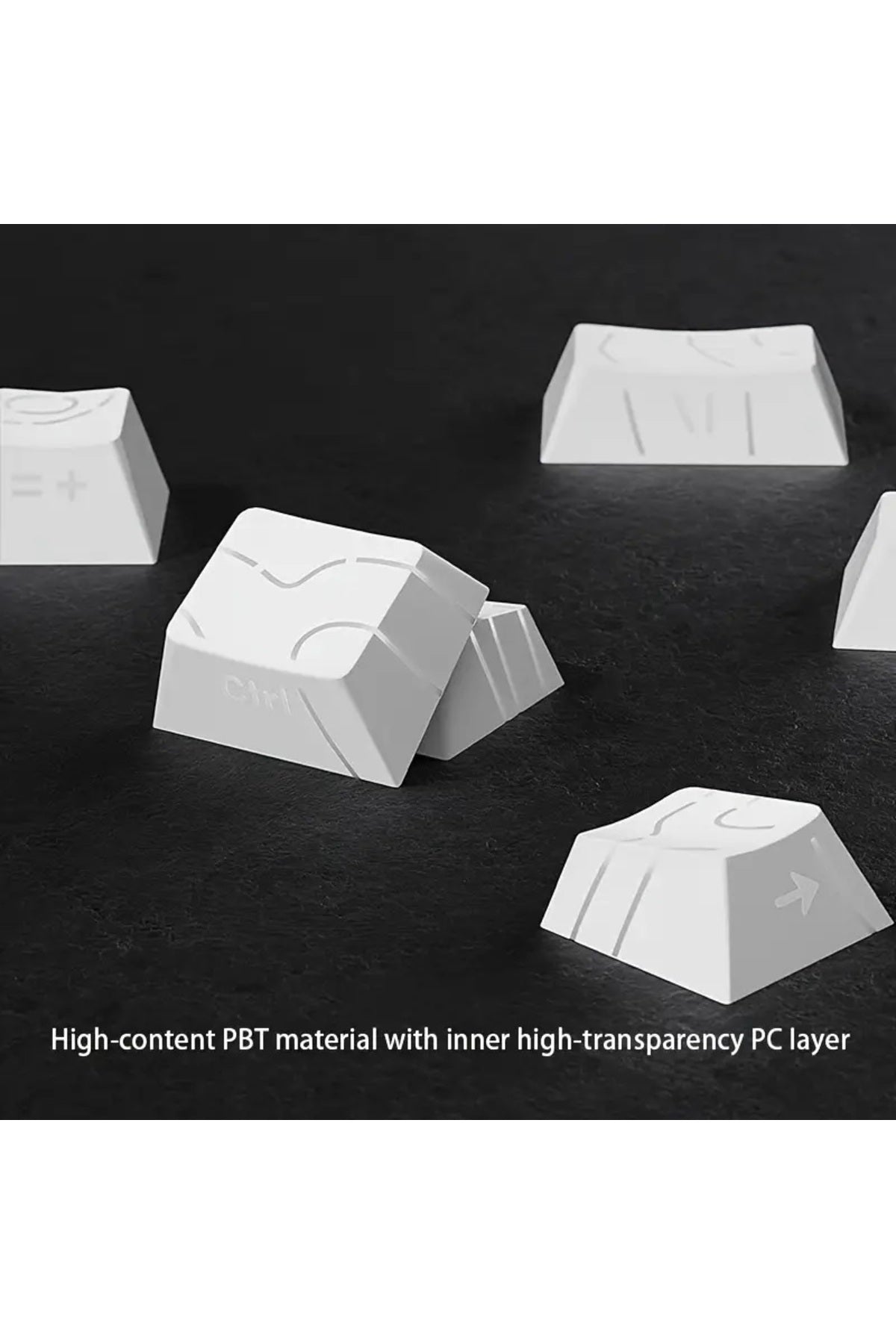 Mekanik Klavye Keycaps Seti- 130 Tuş PBT Çift Baskılı-Alttan Baskılı Gradyen Renkli - Çizgili Beyaz ürün görseli 4