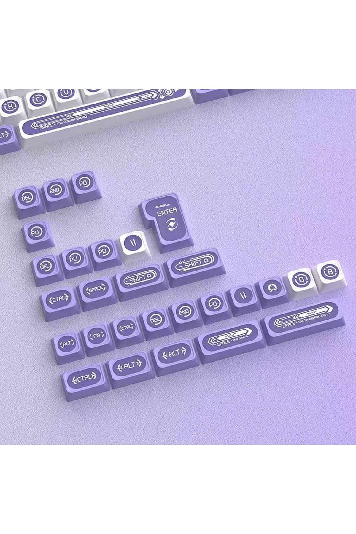 MEKANİK KLAVYE KEYCAP -136 TUŞLU YEŞİL-BEYAZ OPAL TUŞ TAKIMI - Mor - Beyaz ürün görseli 6