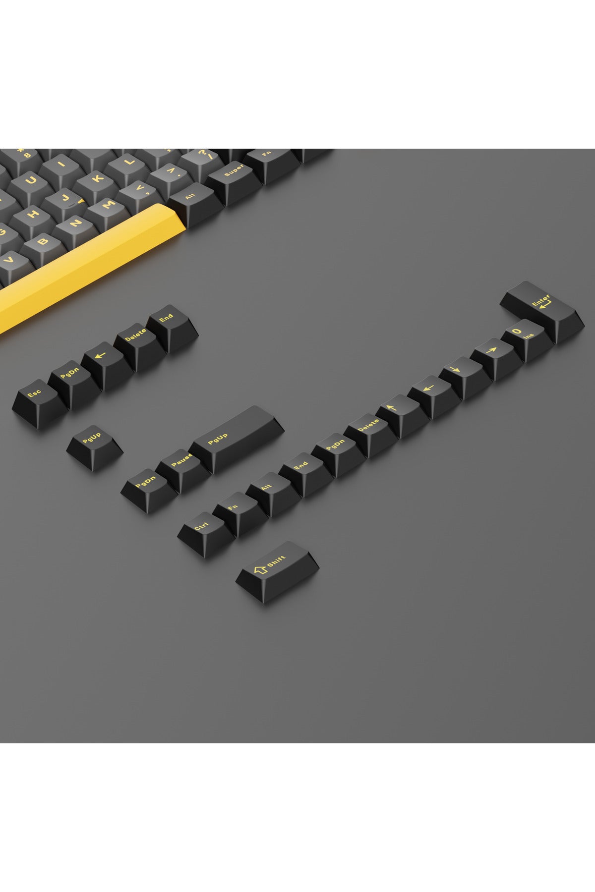 MEKANİK KLAVE- PBT ÇİFT BASKI KEYCAP SETİ GRİ SİYAH- KREM 128 TUŞLU KEYCAP - Siyah - Sarı ürün görseli 3