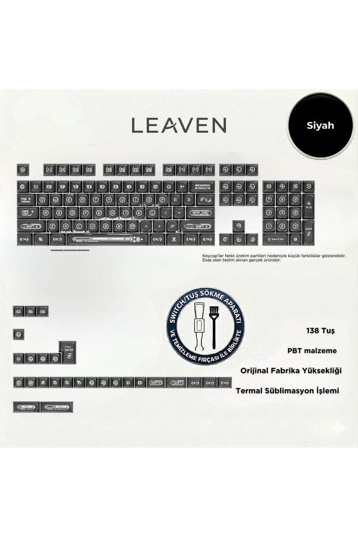 KLAVYE KEYCAPS -136 TUŞLU KIRMIZI, YARI ŞEFFAF IŞIK GEÇİREN TUŞ TAKIMI - Siyah ürün görseli 2